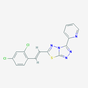molecular formula C16H9Cl2N5S B508584 6-[2-(2,4-Dichlorophenyl)vinyl]-3-(2-pyridinyl)[1,2,4]triazolo[3,4-b][1,3,4]thiadiazole CAS No. 929807-61-4