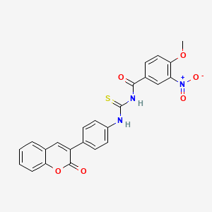 molecular formula C24H17N3O6S B5085886 4-methoxy-3-nitro-N-({[4-(2-oxo-2H-chromen-3-yl)phenyl]amino}carbonothioyl)benzamide 