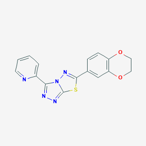 molecular formula C16H11N5O2S B508593 6-(2,3-Dihydro-1,4-benzodioxin-6-yl)-3-(2-pyridinyl)[1,2,4]triazolo[3,4-b][1,3,4]thiadiazole CAS No. 947864-95-1