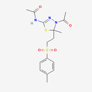 N-(4-acetyl-5-methyl-5-{2-[(4-methylphenyl)sulfonyl]ethyl}-4,5-dihydro-1,3,4-thiadiazol-2-yl)acetamide