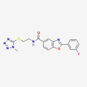 molecular formula C18H15FN6O2S B5085978 2-(3-fluorophenyl)-N-{2-[(1-methyl-1H-tetrazol-5-yl)thio]ethyl}-1,3-benzoxazole-5-carboxamide 