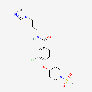 molecular formula C19H25ClN4O4S B5086008 3-chloro-N-[3-(1H-imidazol-1-yl)propyl]-4-{[1-(methylsulfonyl)-4-piperidinyl]oxy}benzamide 