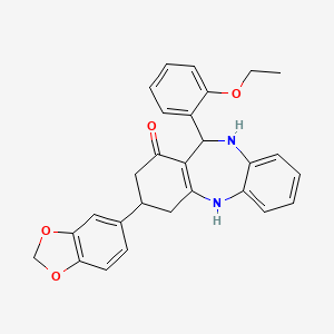 molecular formula C28H26N2O4 B5086024 3-(1,3-benzodioxol-5-yl)-11-(2-ethoxyphenyl)-2,3,4,5,10,11-hexahydro-1H-dibenzo[b,e][1,4]diazepin-1-one 