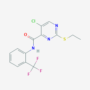 molecular formula C14H11ClF3N3OS B5086028 5-chloro-2-(ethylthio)-N-[2-(trifluoromethyl)phenyl]-4-pyrimidinecarboxamide 