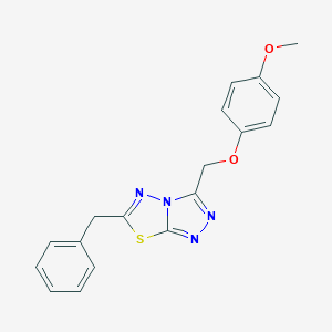 molecular formula C18H16N4O2S B508611 6-Benzyl-3-[(4-methoxyphenoxy)methyl][1,2,4]triazolo[3,4-b][1,3,4]thiadiazole CAS No. 929972-86-1