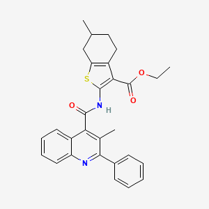 molecular formula C29H28N2O3S B5086139 ethyl 6-methyl-2-{[(3-methyl-2-phenyl-4-quinolinyl)carbonyl]amino}-4,5,6,7-tetrahydro-1-benzothiophene-3-carboxylate 