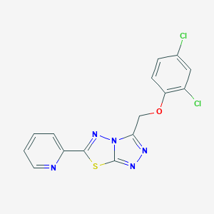 molecular formula C15H9Cl2N5OS B508616 2,4-Dichlorophenyl [6-(2-pyridinyl)[1,2,4]triazolo[3,4-b][1,3,4]thiadiazol-3-yl]methyl ether CAS No. 929827-65-6