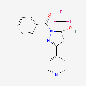 molecular formula C16H12F3N3O2 B5086162 1-benzoyl-3-(4-pyridinyl)-5-(trifluoromethyl)-4,5-dihydro-1H-pyrazol-5-ol 