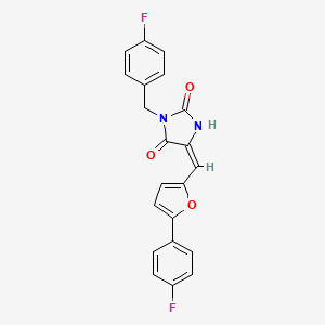 molecular formula C21H14F2N2O3 B5086175 3-(4-fluorobenzyl)-5-{[5-(4-fluorophenyl)-2-furyl]methylene}-2,4-imidazolidinedione 