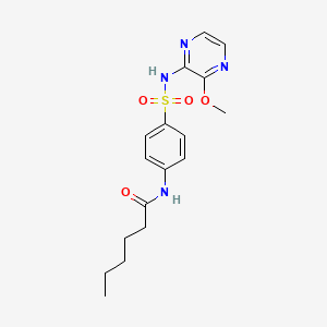 molecular formula C17H22N4O4S B5086182 N-(4-{[(3-methoxy-2-pyrazinyl)amino]sulfonyl}phenyl)hexanamide 