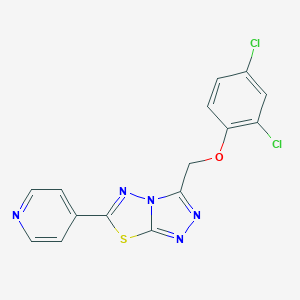 molecular formula C15H9Cl2N5OS B508619 2,4-Dichlorophenyl [6-(4-pyridinyl)[1,2,4]triazolo[3,4-b][1,3,4]thiadiazol-3-yl]methyl ether CAS No. 929819-97-6