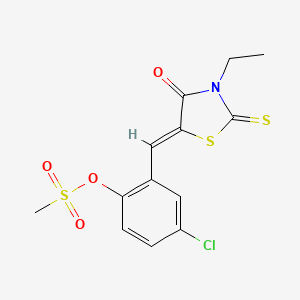 4-chloro-2-[(3-ethyl-4-oxo-2-thioxo-1,3-thiazolidin-5-ylidene)methyl]phenyl methanesulfonate