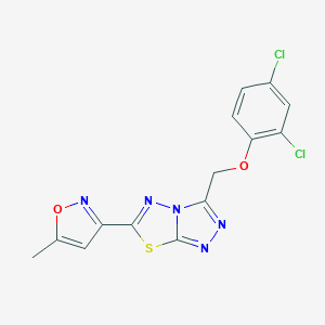 molecular formula C14H9Cl2N5O2S B508620 3-[(2,4-Dichlorophenoxy)methyl]-6-(5-methyl-1,2-oxazol-3-yl)[1,2,4]triazolo[3,4-b][1,3,4]thiadiazole CAS No. 929967-65-7