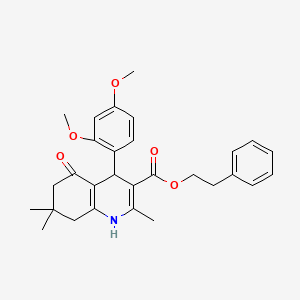2-phenylethyl 4-(2,4-dimethoxyphenyl)-2,7,7-trimethyl-5-oxo-1,4,5,6,7,8-hexahydro-3-quinolinecarboxylate
