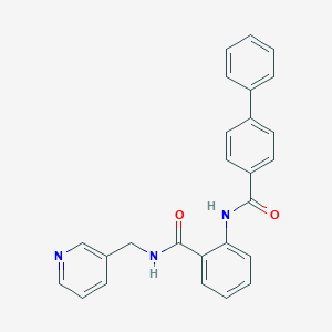 molecular formula C26H21N3O2 B508626 N-{2-[(pyridin-3-ylmethyl)carbamoyl]phenyl}biphenyl-4-carboxamide CAS No. 951953-30-3