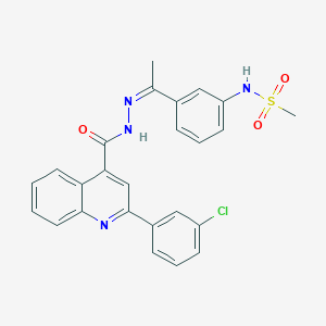 N-[3-(N-{[2-(3-chlorophenyl)-4-quinolinyl]carbonyl}ethanehydrazonoyl)phenyl]methanesulfonamide