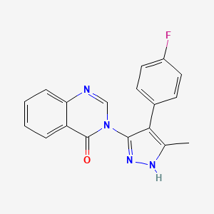 molecular formula C18H13FN4O B5086285 3-[4-(4-fluorophenyl)-3-methyl-1H-pyrazol-5-yl]-4(3H)-quinazolinone 