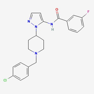 molecular formula C22H22ClFN4O B5086431 N-{1-[1-(4-chlorobenzyl)-4-piperidinyl]-1H-pyrazol-5-yl}-3-fluorobenzamide 