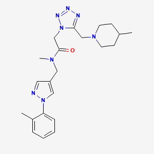 molecular formula C22H30N8O B5086527 N-methyl-N-{[1-(2-methylphenyl)-1H-pyrazol-4-yl]methyl}-2-{5-[(4-methyl-1-piperidinyl)methyl]-1H-tetrazol-1-yl}acetamide 