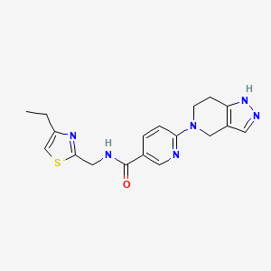 molecular formula C18H20N6OS B5086556 N-[(4-ethyl-1,3-thiazol-2-yl)methyl]-6-(1,4,6,7-tetrahydro-5H-pyrazolo[4,3-c]pyridin-5-yl)nicotinamide 