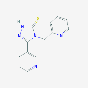 molecular formula C13H11N5S B508658 5-(3-pyridinyl)-4-(2-pyridinylmethyl)-4H-1,2,4-triazol-3-yl hydrosulfide CAS No. 936079-10-6