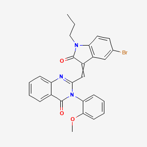 molecular formula C27H22BrN3O3 B5086584 2-[(5-bromo-2-oxo-1-propyl-1,2-dihydro-3H-indol-3-ylidene)methyl]-3-(2-methoxyphenyl)-4(3H)-quinazolinone 