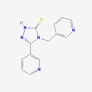 molecular formula C13H11N5S B508659 5-(3-pyridinyl)-4-(3-pyridinylmethyl)-4H-1,2,4-triazol-3-yl hydrosulfide CAS No. 936079-20-8