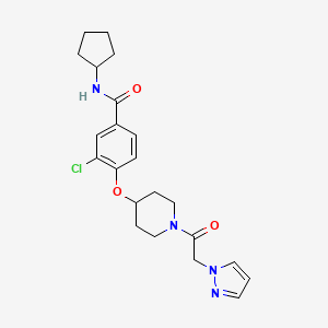 molecular formula C22H27ClN4O3 B5086594 3-chloro-N-cyclopentyl-4-{[1-(1H-pyrazol-1-ylacetyl)-4-piperidinyl]oxy}benzamide 