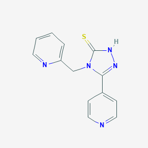 molecular formula C13H11N5S B508669 5-(4-pyridinyl)-4-(2-pyridinylmethyl)-4H-1,2,4-triazol-3-yl hydrosulfide CAS No. 936079-13-9