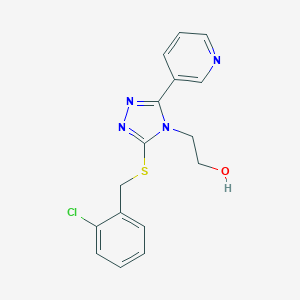 molecular formula C16H15ClN4OS B508670 2-[3-[(2-chlorobenzyl)sulfanyl]-5-(3-pyridinyl)-4H-1,2,4-triazol-4-yl]ethanol CAS No. 947866-44-6
