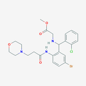 methyl N-[(5-bromo-2-{[3-(4-morpholinyl)propanoyl]amino}phenyl)(2-chlorophenyl)methyl]glycinate