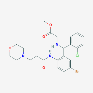 molecular formula C23H27BrClN3O4 B5086792 methyl N-[(5-bromo-2-{[3-(4-morpholinyl)propanoyl]amino}phenyl)(2-chlorophenyl)methyl]glycinate 