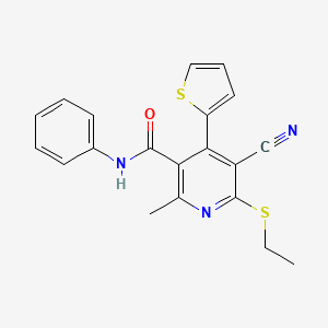 molecular formula C20H17N3OS2 B5086817 5-cyano-6-(ethylthio)-2-methyl-N-phenyl-4-(2-thienyl)nicotinamide 