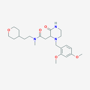 molecular formula C23H35N3O5 B5086840 2-[1-(2,4-dimethoxybenzyl)-3-oxo-2-piperazinyl]-N-methyl-N-[2-(tetrahydro-2H-pyran-4-yl)ethyl]acetamide 
