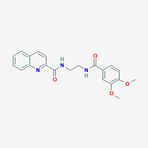 molecular formula C21H21N3O4 B508688 N-{2-[(3,4-dimethoxybenzoyl)amino]ethyl}-2-quinolinecarboxamide CAS No. 929836-38-4