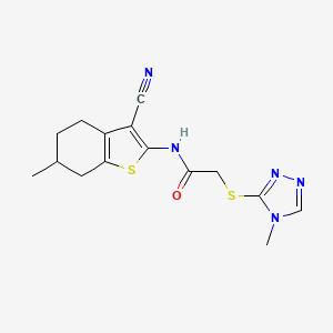 molecular formula C15H17N5OS2 B5086911 N-(3-cyano-6-methyl-4,5,6,7-tetrahydro-1-benzothien-2-yl)-2-[(4-methyl-4H-1,2,4-triazol-3-yl)thio]acetamide 