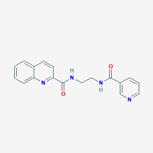 molecular formula C18H16N4O2 B508692 N-{2-[(3-pyridinylcarbonyl)amino]ethyl}-2-quinolinecarboxamide CAS No. 929823-25-6