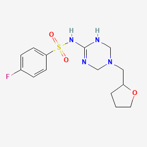 molecular formula C14H19FN4O3S B5086953 4-fluoro-N-[5-(tetrahydro-2-furanylmethyl)-1,4,5,6-tetrahydro-1,3,5-triazin-2-yl]benzenesulfonamide 