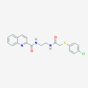 molecular formula C20H18ClN3O2S B508697 N-[2-({[(4-chlorophenyl)sulfanyl]acetyl}amino)ethyl]quinoline-2-carboxamide CAS No. 929869-97-6