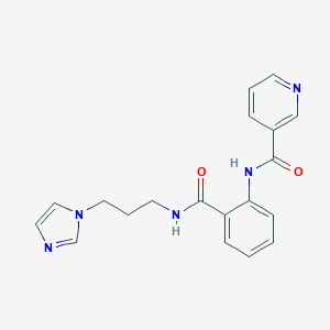molecular formula C19H19N5O2 B508698 N-[2-({[3-(1H-imidazol-1-yl)propyl]amino}carbonyl)phenyl]nicotinamide CAS No. 947849-03-8