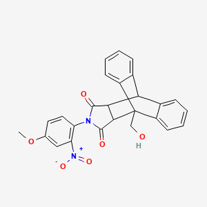 1-(hydroxymethyl)-17-(4-methoxy-2-nitrophenyl)-17-azapentacyclo[6.6.5.0~2,7~.0~9,14~.0~15,19~]nonadeca-2,4,6,9,11,13-hexaene-16,18-dione