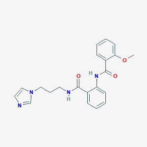molecular formula C21H22N4O3 B508713 N-[3-(1H-imidazol-1-yl)propyl]-2-[(2-methoxybenzoyl)amino]benzamide CAS No. 947890-37-1