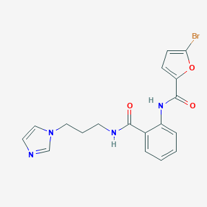molecular formula C18H17BrN4O3 B508714 5-bromo-N-[2-({[3-(1H-imidazol-1-yl)propyl]amino}carbonyl)phenyl]-2-furamide CAS No. 947937-05-5