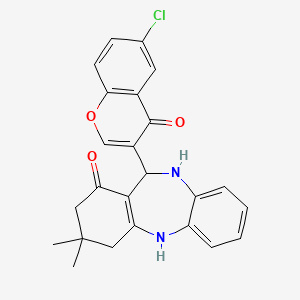 molecular formula C24H21ClN2O3 B5087195 11-(6-chloro-4-oxo-4H-chromen-3-yl)-3,3-dimethyl-2,3,4,5,10,11-hexahydro-1H-dibenzo[b,e][1,4]diazepin-1-one 