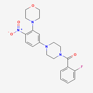 molecular formula C21H23FN4O4 B5087207 4-{5-[4-(2-fluorobenzoyl)-1-piperazinyl]-2-nitrophenyl}morpholine 