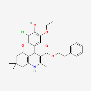 2-phenylethyl 4-(3-chloro-5-ethoxy-4-hydroxyphenyl)-2,7,7-trimethyl-5-oxo-1,4,5,6,7,8-hexahydro-3-quinolinecarboxylate