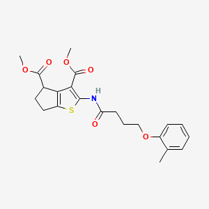 molecular formula C22H25NO6S B5087233 dimethyl 2-{[4-(2-methylphenoxy)butanoyl]amino}-5,6-dihydro-4H-cyclopenta[b]thiophene-3,4-dicarboxylate 