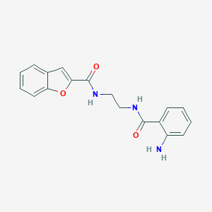 molecular formula C18H17N3O3 B508724 N-{2-[(2-aminobenzoyl)amino]ethyl}-1-benzofuran-2-carboxamide CAS No. 947965-49-3