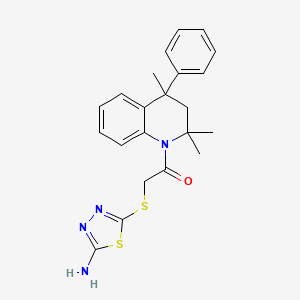 molecular formula C22H24N4OS2 B5087245 5-{[2-oxo-2-(2,2,4-trimethyl-4-phenyl-3,4-dihydro-1(2H)-quinolinyl)ethyl]thio}-1,3,4-thiadiazol-2-amine 