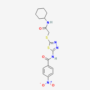 molecular formula C17H19N5O4S2 B5087303 N-(5-{[2-(cyclohexylamino)-2-oxoethyl]thio}-1,3,4-thiadiazol-2-yl)-4-nitrobenzamide 